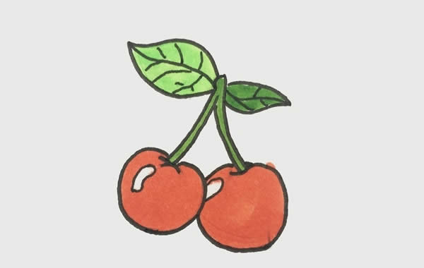 樱桃简笔画步骤