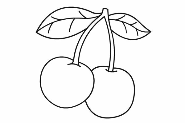 美味的樱桃简笔画步骤