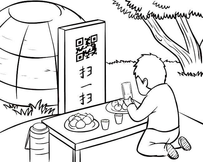 清明节扫墓的简笔画
