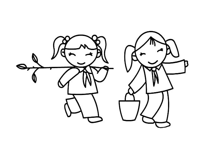 开开心心去种树的简笔画