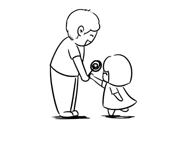 父女父亲节人物简笔画