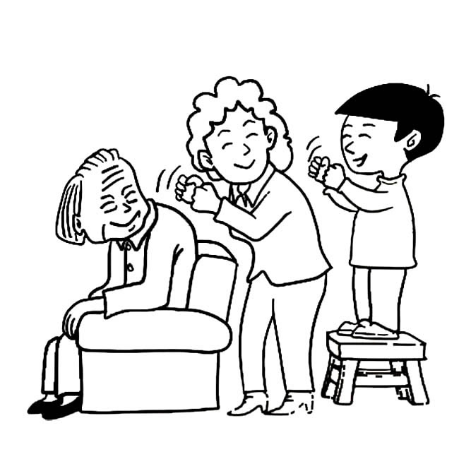 给妈妈捶背的简笔画