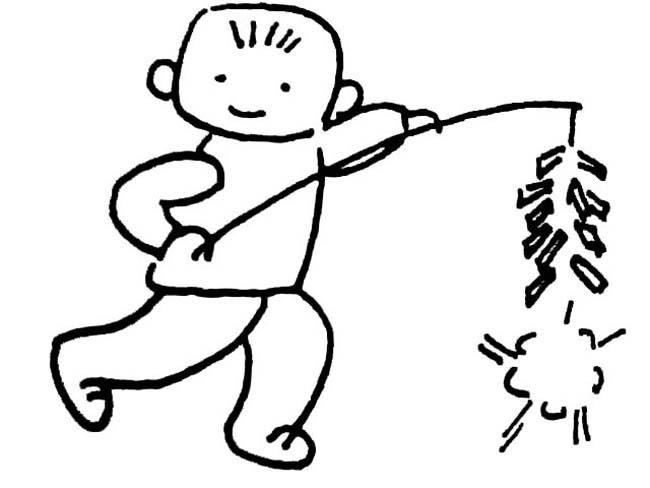春节放鞭炮的简笔画