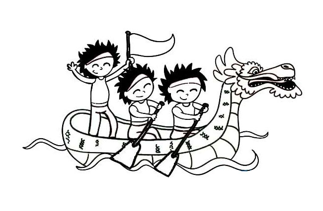 端午节赛龙舟的简笔画