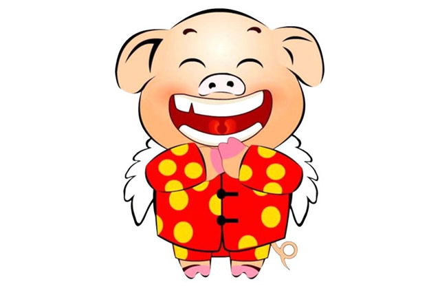 猪年小猪给大家拜年的简笔画
