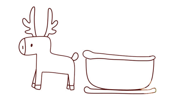 麋鹿车送圣诞礼物简笔画