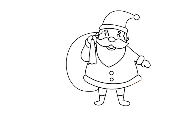 圣诞老人和很多礼物的简笔画