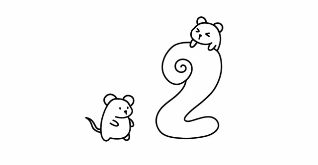 鼠年艺术字简笔画