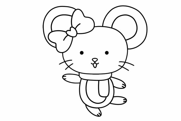 迎新年提着灯笼的老鼠简笔画