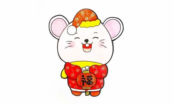 鼠年送福简笔画画法步骤 鼠年送福简笔画画法步骤