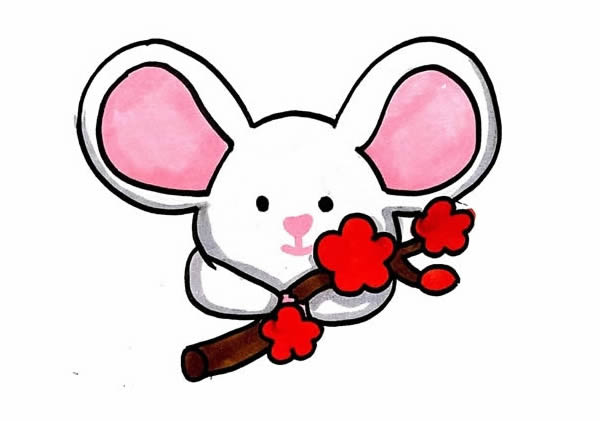 老鼠和梅花简笔画步骤