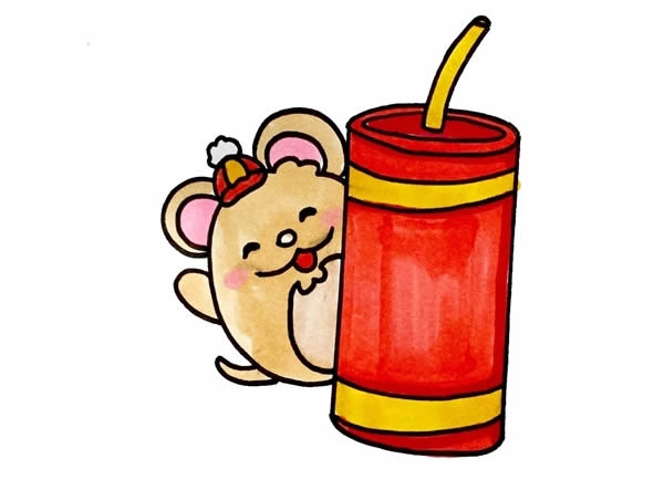 老鼠和鞭炮简笔画步骤