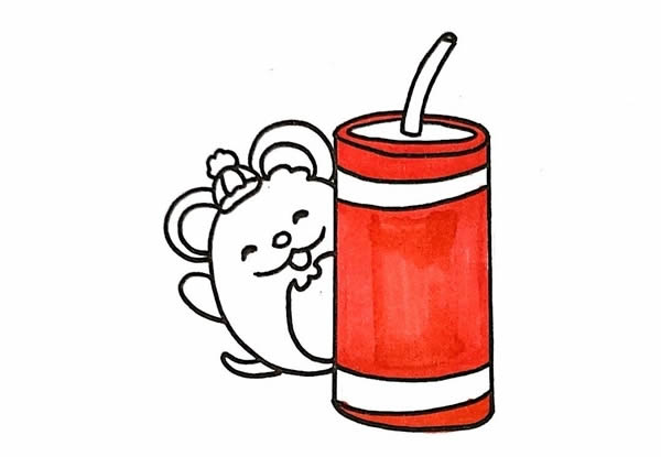 老鼠和鞭炮简笔画步骤