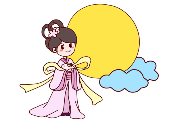 中秋节美丽的嫦娥简笔画