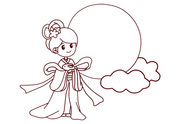 中秋节美丽的嫦娥简笔画