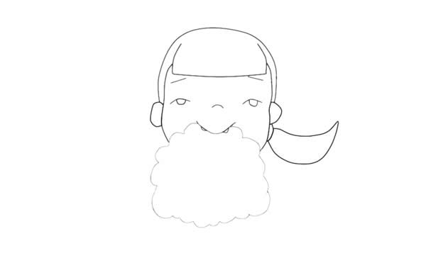 中秋节吃月饼的小女孩简笔画