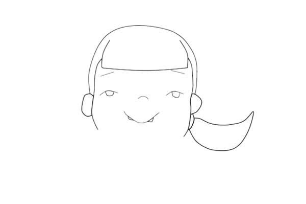 中秋节吃月饼的小女孩简笔画