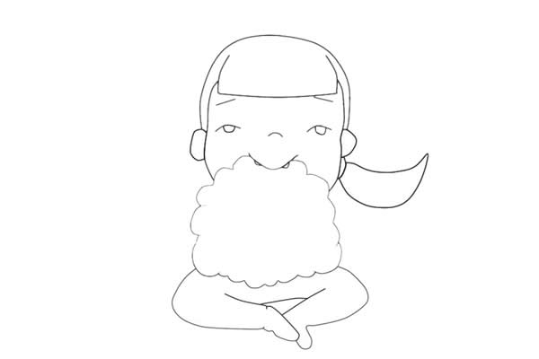 中秋节吃月饼的小女孩简笔画