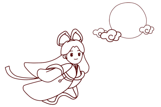 漂亮的嫦娥奔月简笔画 漂亮的嫦娥奔月简笔画