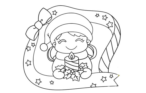 圣诞节小女孩送祝福简笔画 圣诞节小女孩送祝福简笔画