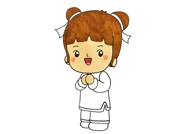 春节小孩拜年简笔画 春节小孩拜年简笔画