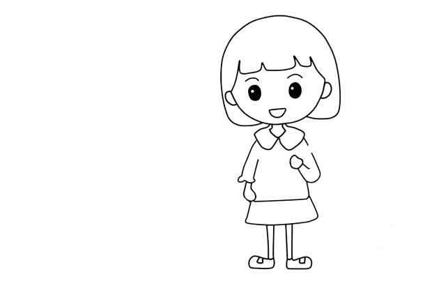 五一劳动节做家务的小女孩简笔画