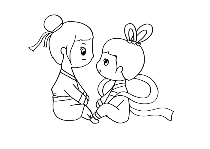 七夕节牛郎织女相爱简笔画 七夕节牛郎织女相爱简笔画