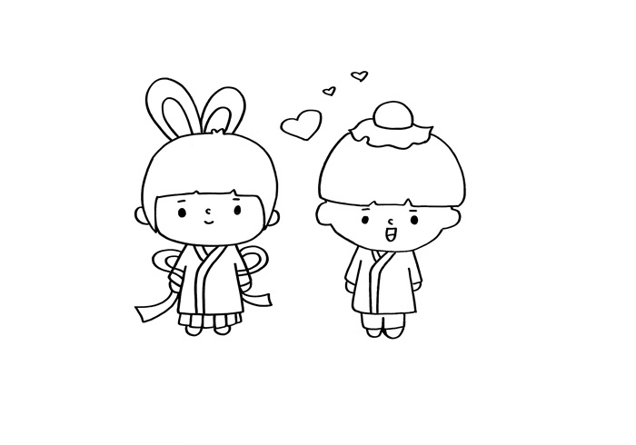 卡通的牛郎织女简笔画