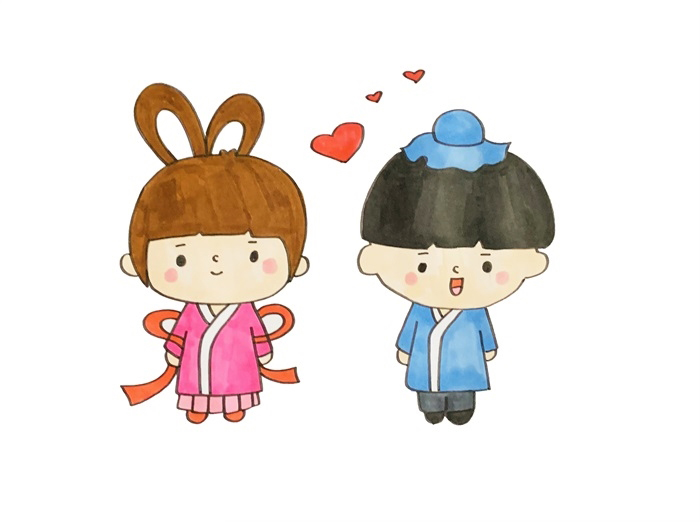 卡通的牛郎织女简笔画