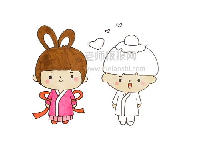 卡通的牛郎织女简笔画