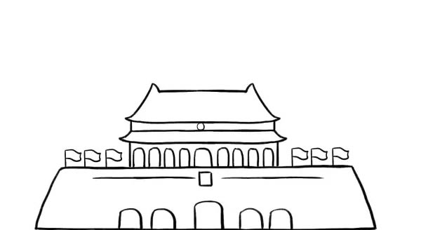 国庆节天安门和烟花简笔画 国庆节天安门和烟花简笔画