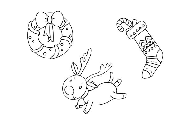 一组包含圣诞元素的简笔画 一组包含圣诞元素的简笔画