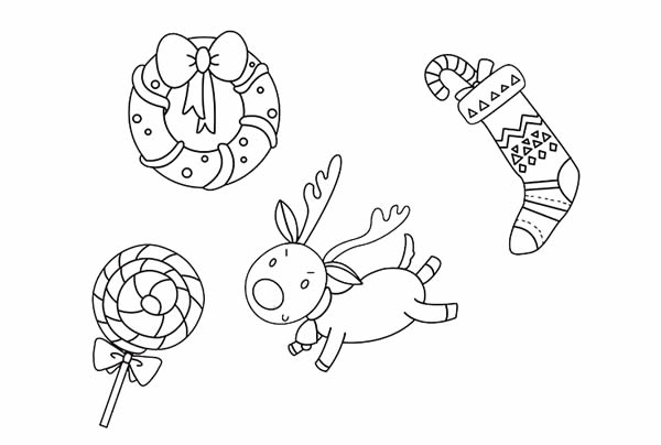 一组包含圣诞元素的简笔画 一组包含圣诞元素的简笔画