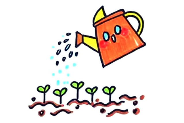 植树节给树苗浇水简笔画
