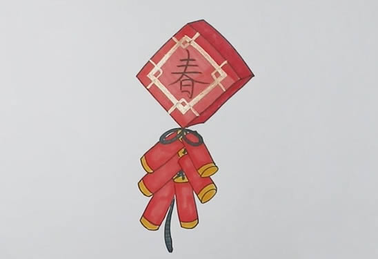 春节关于鞭炮的简笔画