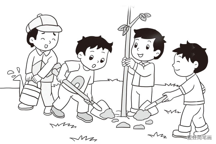 植树节主题简笔画6张 植树节主题简笔画6张