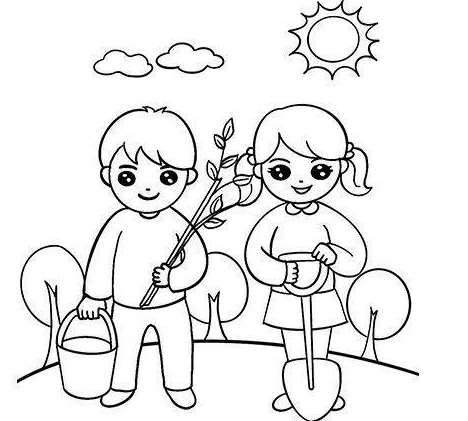 植树节主题简笔画6张 植树节主题简笔画6张