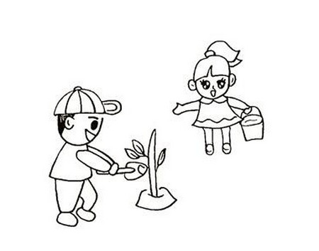 植树节儿童简笔画详细步骤