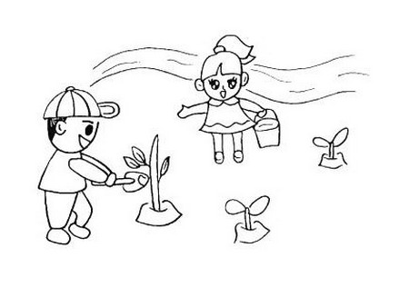 植树节儿童简笔画详细步骤