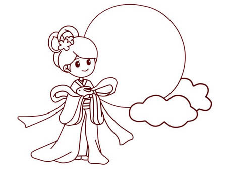 中秋节嫦娥简笔画步骤详解