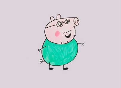 涂色的猪爸爸简笔画