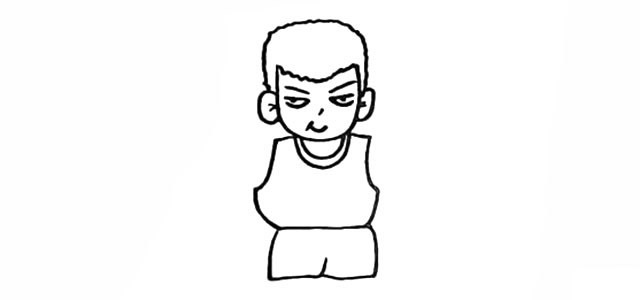 抱着篮球的樱木花道简笔画