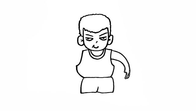 抱着篮球的樱木花道简笔画