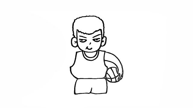 抱着篮球的樱木花道简笔画