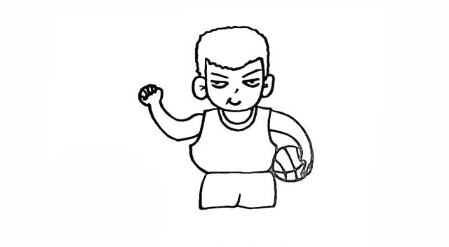 抱着篮球的樱木花道简笔画