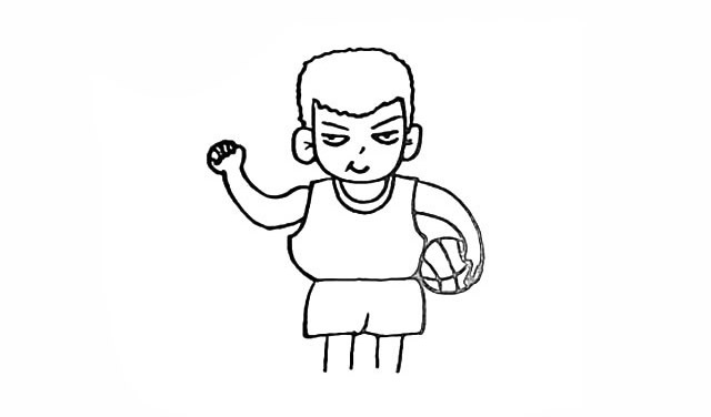 抱着篮球的樱木花道简笔画