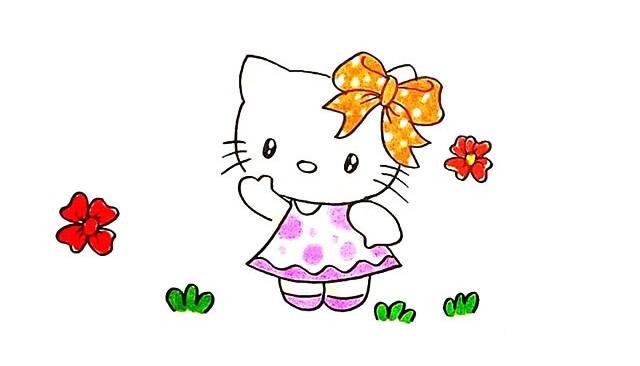 hello kitty简笔画步骤教程