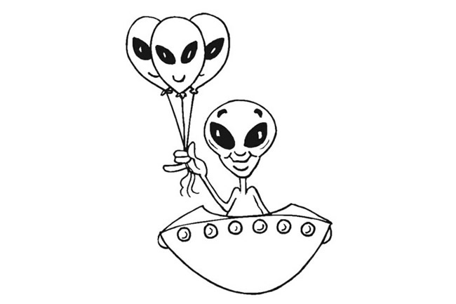 坐在飞碟上的外星人简笔画(坐在飞碟上的外星人怎么画)
