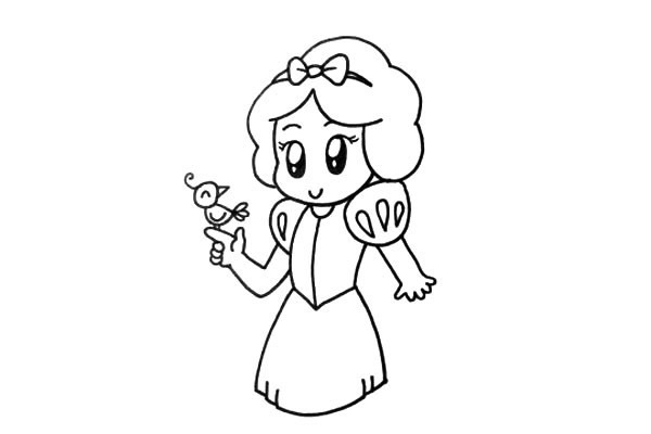 卡通白雪公主彩色简笔画教程