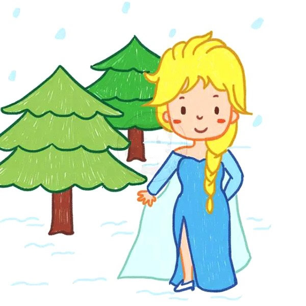 冰雪奇缘艾莎公主简笔画教程(冰雪奇缘艾莎公主裙子)